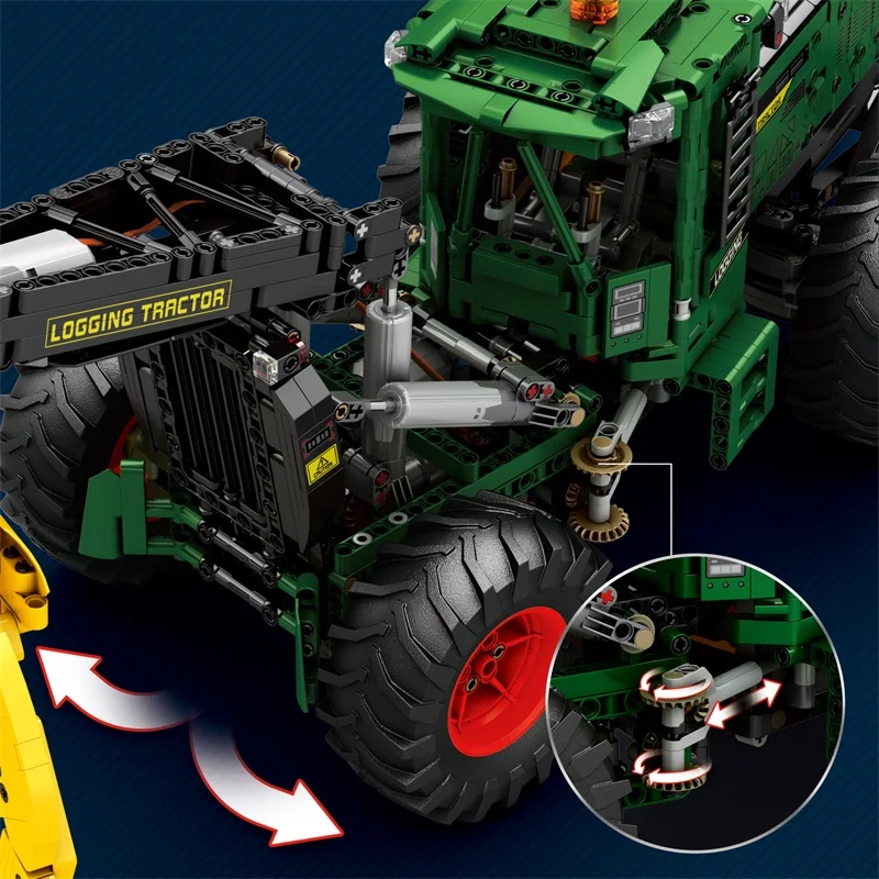 1741 Uds RC Tractor de madera bloques de construcción tecnología de Tractor agrícola Control remoto electrónico coche ladrillos modelo niños juguetes Idea regalo - imagen 4
