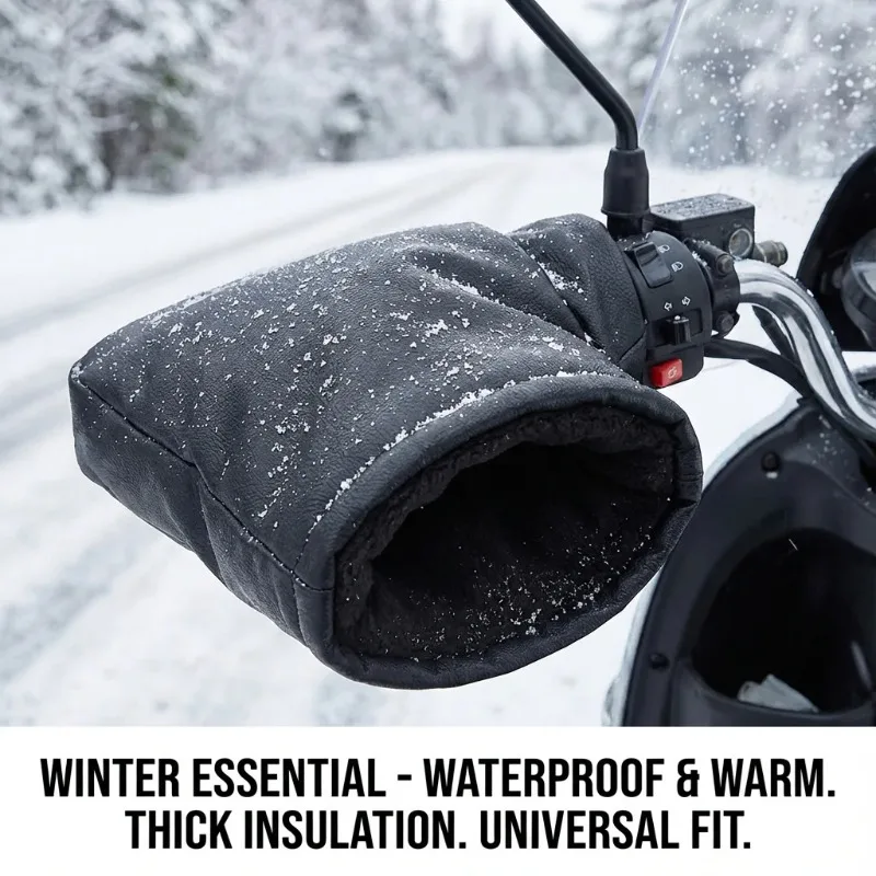 Guantes cálidos para manillar de invierno, manguitos impermeables para motocicleta y bicicleta, calentadores para clima frío - imagen 2