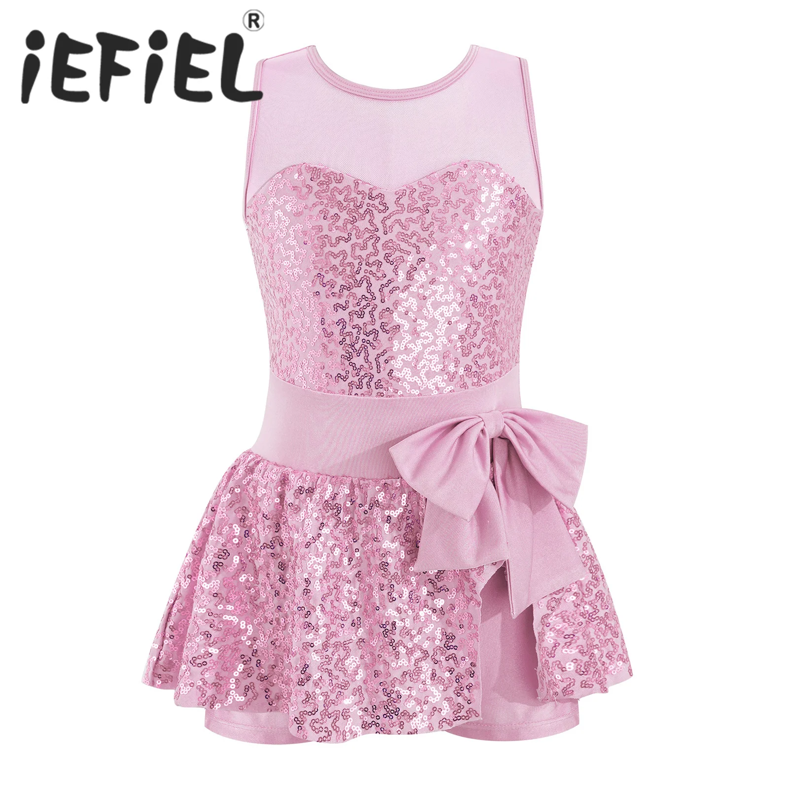 Vestido de tutú de Ballet para niños y niñas, ropa de baile de actuación de escenario con lentejuelas, Bowknot frontal, espalda hueca, fiesta de disfraces de hadas de bailarina