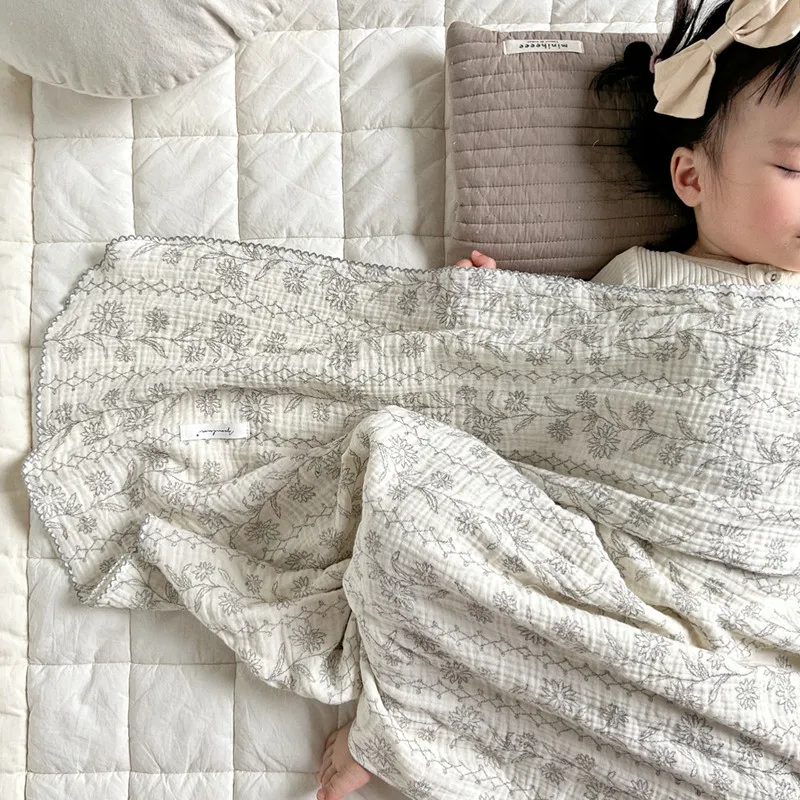 Manta envolvente de muselina de algodón Floral de vid Vintage para niñas, manta envolvente para recién nacidos, manta receptora, cubierta de cesta Moses - imagen 2