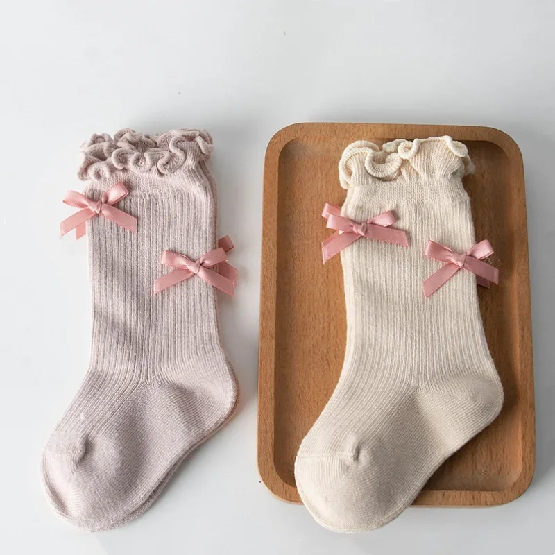 Calcetines algodón bebé niña con lazo estilo princesa