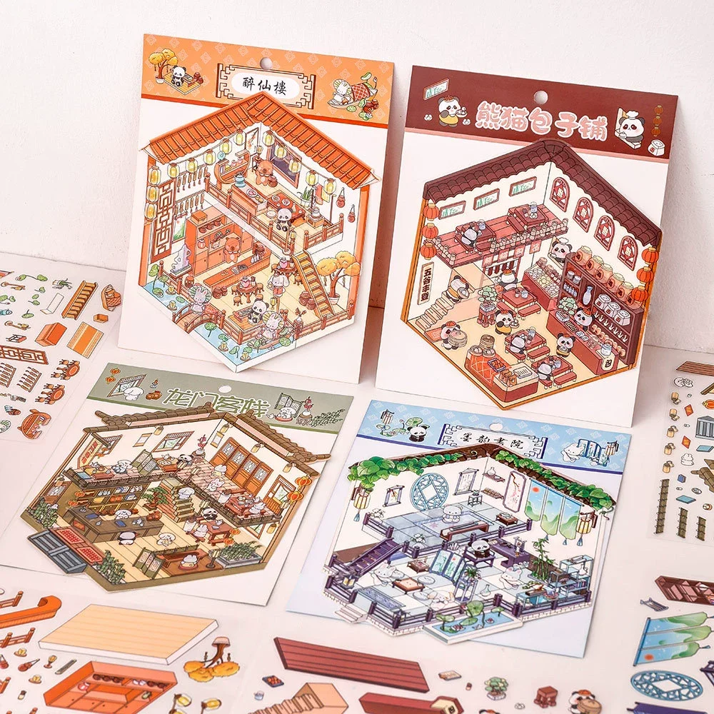 Pegatinas 3D bonitas y creativas para diario, pegatinas impermeables, Material de papel, Kit de álbum de recortes, material escolar para niñas - imagen 4