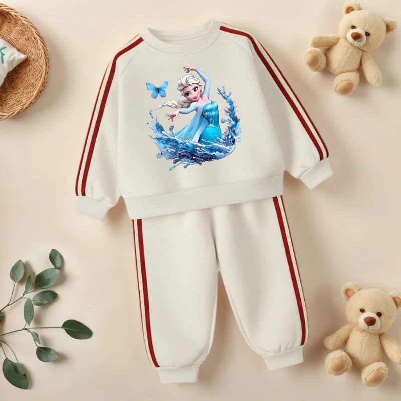 Conjuntos de sudaderas informales para niños, sudaderas con capucha y pantalón largo con cuello redondo, traje de dos piezas, chándales para niñas de Disney, primavera 2026 - imagen 4