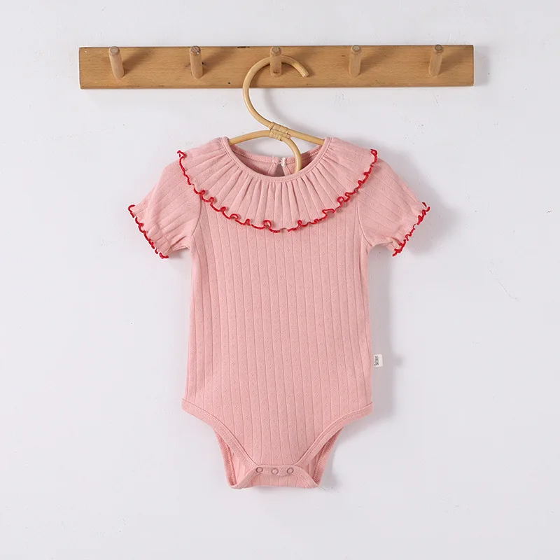 Body triangular algodón puro verano bebé niña cuello volantes - imagen 3