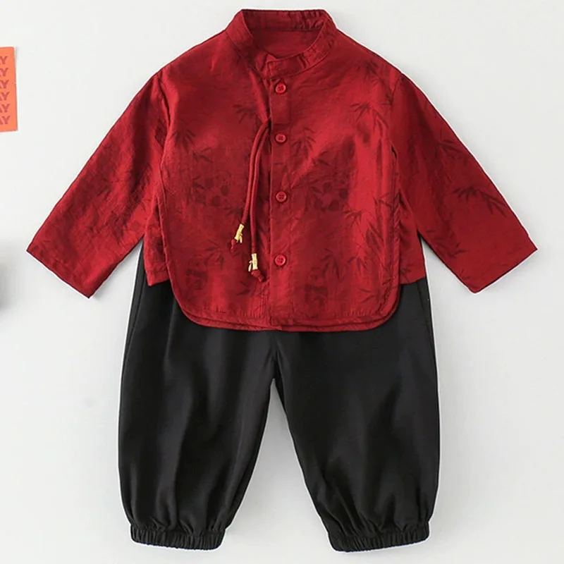 Conjunto infantil rojo para primavera y verano - imagen 2