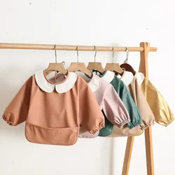 Babero manga larga PU impermeable para bebés y niños - fácil limpieza