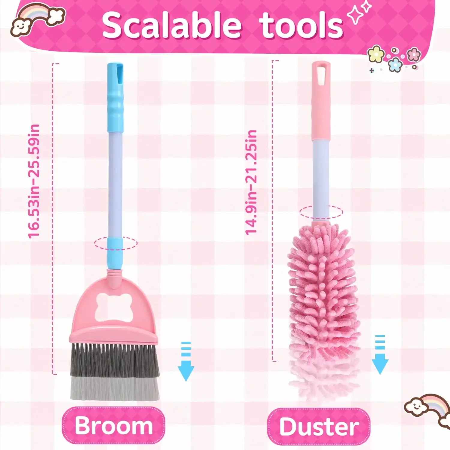 Juego de limpieza para niños, juego de juguetes de limpieza para niños pequeños, juego de simulación, limpieza de limpieza, juguete educativo con carrito, escoba, fregona, regalo de Navidad - imagen 3