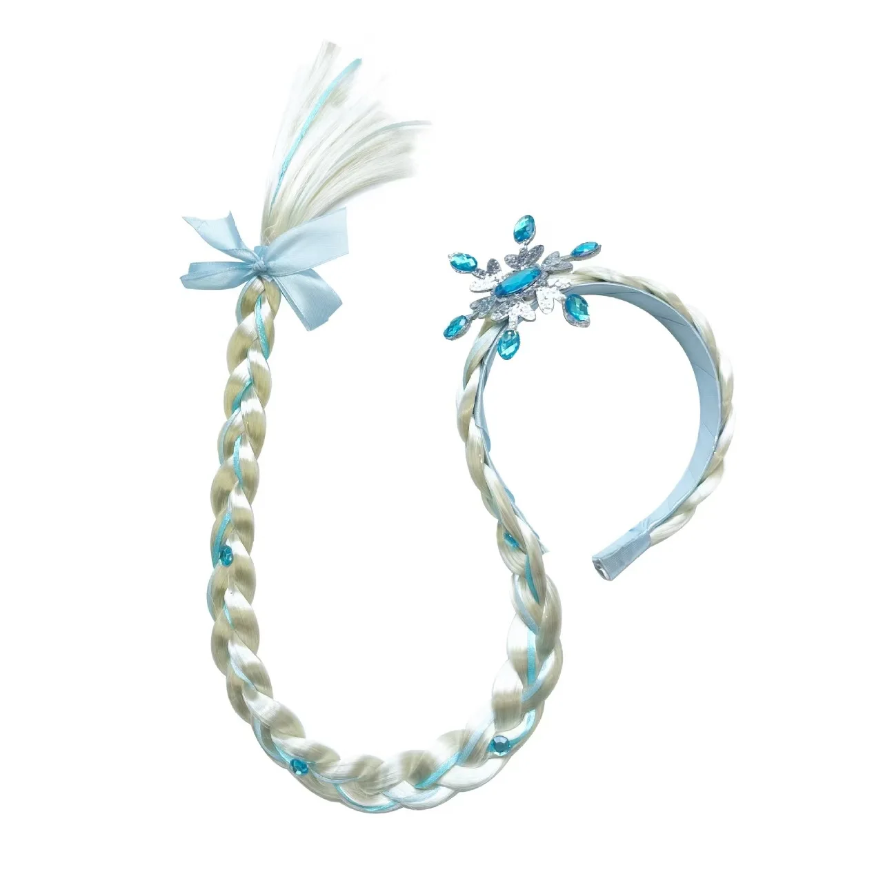 Peluca de princesa con trenzas florales y pelo largo para niños - imagen 2