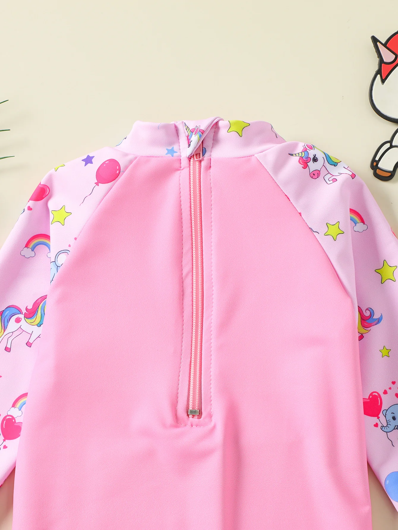 Traje de baño de manga larga con volantes de unicornio para niñas - imagen 3