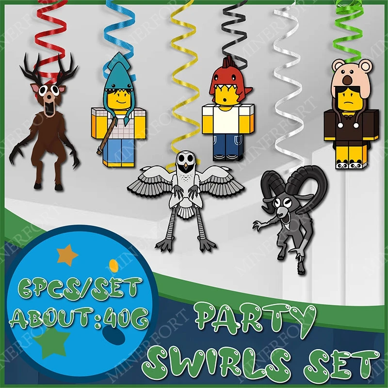 ROBLOX 99 noches en el bosque Personaje temático en espiral Conjunto de arreglo de pastel para criar ciervos Artículos decorativos para fiesta de Halloween