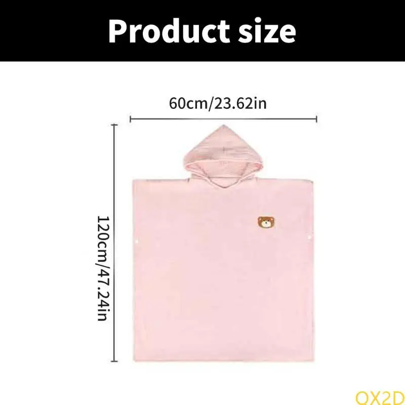 Toalla baño con capucha algodón algodón QX2D Múltiple toalla portátil poncho para niños - imagen 5