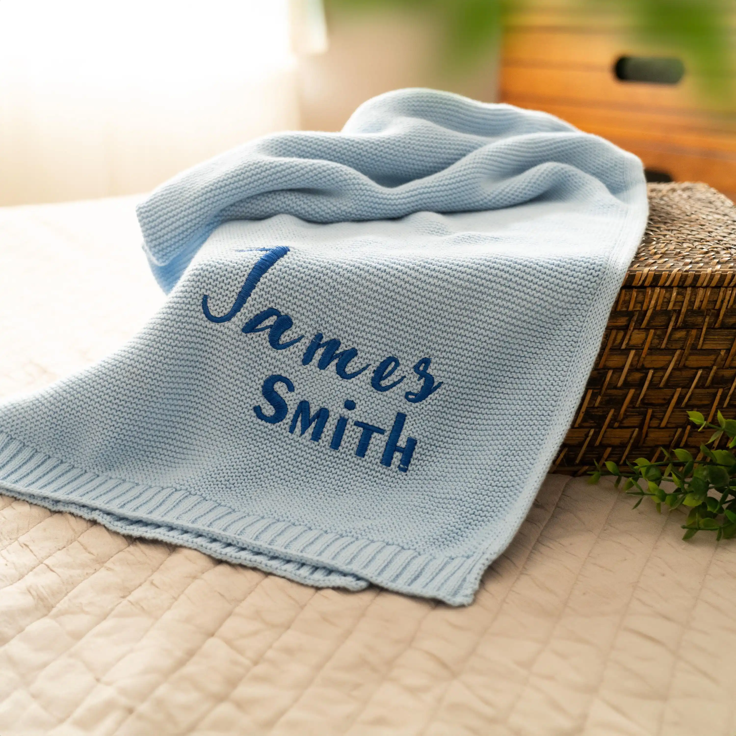 Manta de punto grueso bordada personalizada para bebé, mantas de guardería hechas a mano de 40x30 pulgadas, regalos para bebé recién nacido para niño/niña - imagen 4