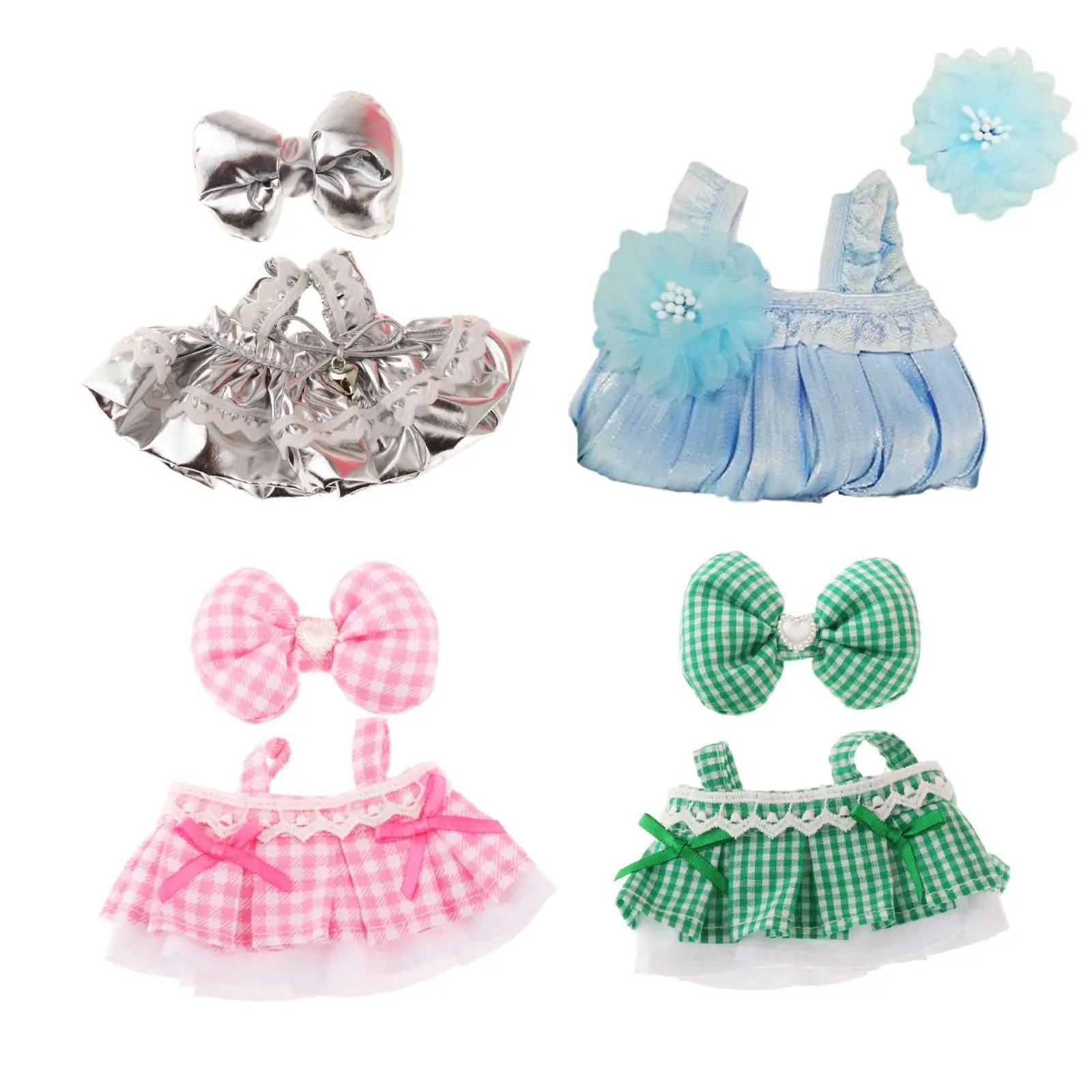 2 Pieces Fashion Dolls Dress and Hairpin Accs Miniature Clothes for 15-17cm Dolls Girl Dolls Thanksgiving Gifts Birthday Gifts