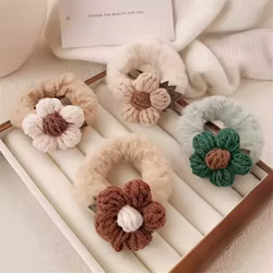 Coleteros de flores esponjosas para niñas – Lazos elásticos suaves