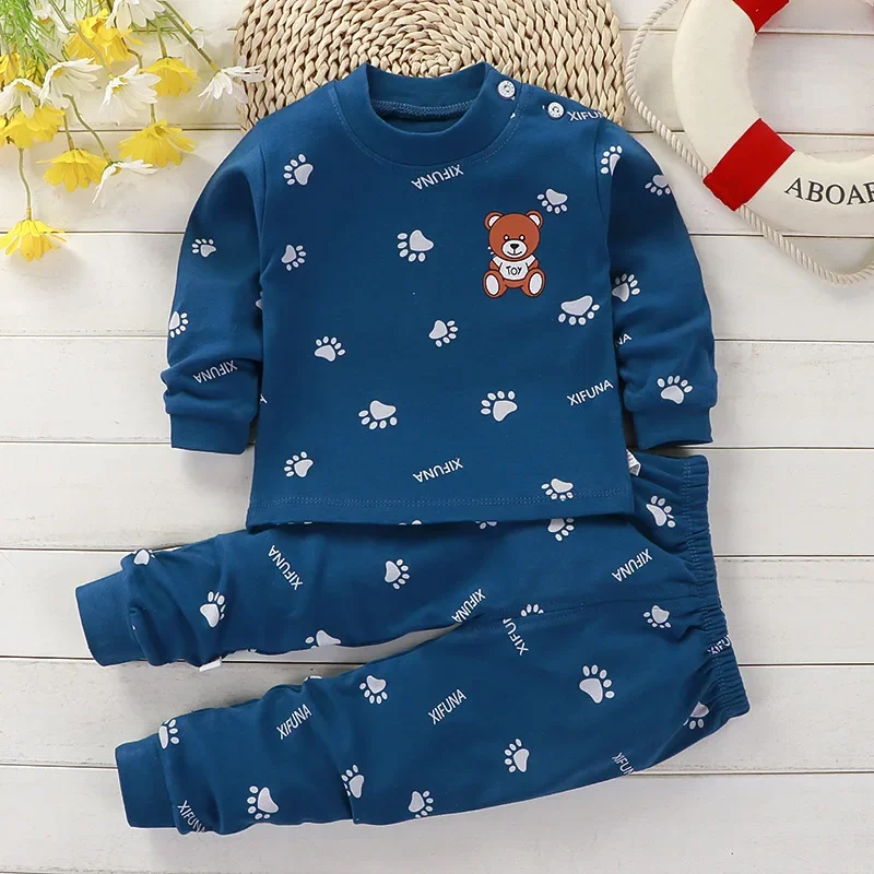 Pijamas de algodón de otoño para niños y niñas – manga larga