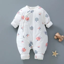 Pelele acolchado de algodón para bebé – Manga larga con botones para otoño invierno