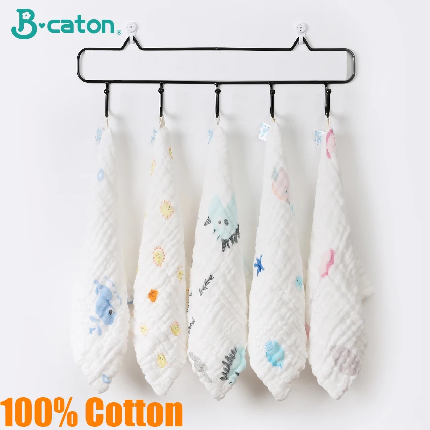 Toalla de baño de algodón para bebé, paño de gasa de 6 capas para la cara, toallita cuadrada, toallita de mano para recién nacido, pañuelo para alimentar a la cama, 5 uds.