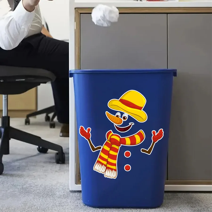 Bufanda, sombrero, muñeco de nieve, pegatina de pared autoadhesiva, inodoro, gabinete, decoración de cubo de basura, pegatina de pared - imagen 3