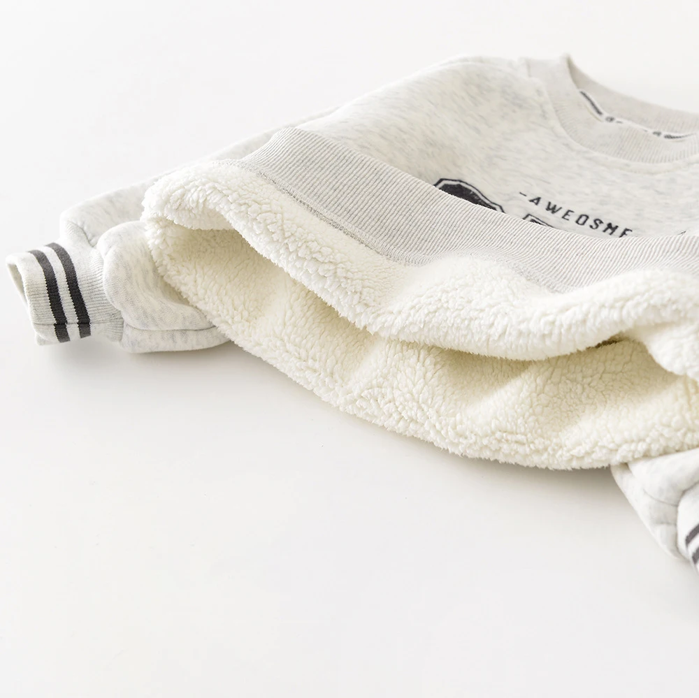 MILANCEL, nuevo conjunto de ropa de invierno para bebés, Sudadera con capucha gruesa con letras para niños pequeños de 6M-3T + Pantalones a rayas, traje infantil holgado Simple, 2 uds. - imagen 4