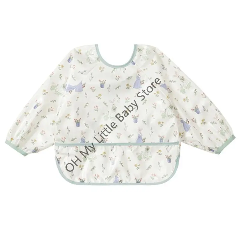 alimentación con cuello redondo M76C, delantal pintura a prueba derrames para niños pequeños, protector manga y - imagen 2