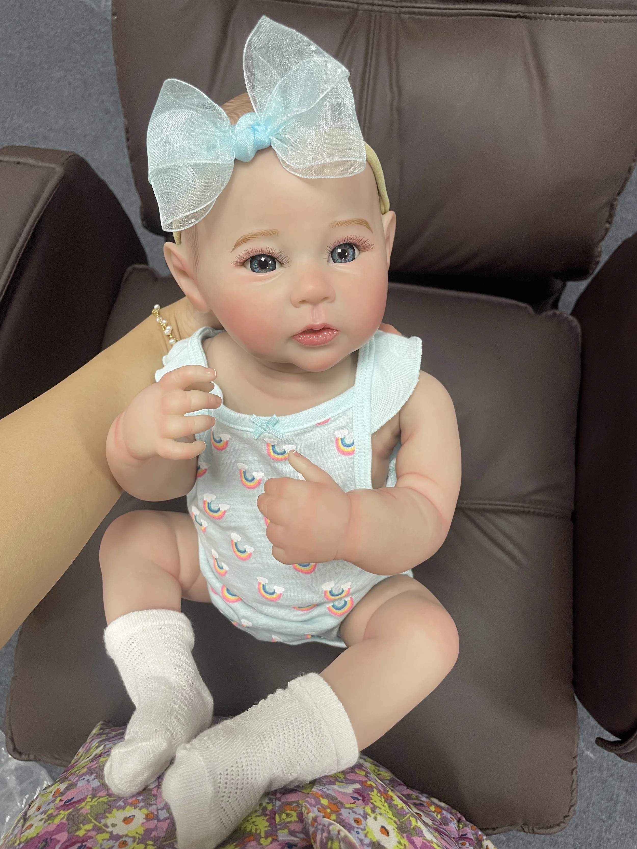 Muñeca de bebé Reborn lavable de cuerpo completo, juguete de vinilo de silicona con pelo pintado realista, 18 pulgadas, regalo de Navidad - imagen 5