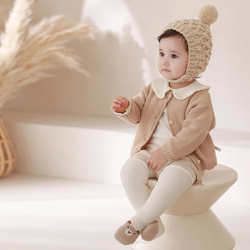 Nuevos calcetines largos gruesos y cálidos de lana color Coral para bebés, calcetines hasta la rodilla más cálidos para niños recién nacidos, calcetines sin hueso para niñas y niños de 0 a 5 años - imagen 3