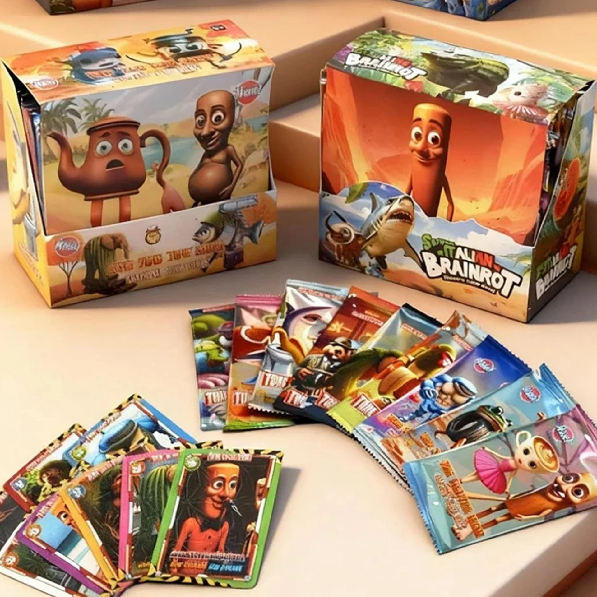 8-288 Uds tarjetas de colección italiano Brainrot Tungtung Sahur Tralalero Tralala juego de cartas juguete tarjetas comerciales regalo de cumpleaños para niños - imagen 2