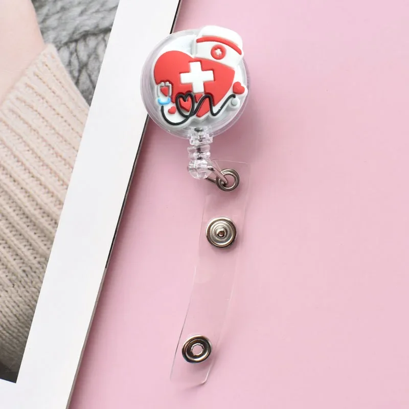 Suministros médicos bonitos, carrete de insignia retráctil de silicona de 60cm, exposición de Estudiante, Enfermera, Tarjeta De Nombre, tarjeta de identificación, pecho, 1 ud. - imagen 5
