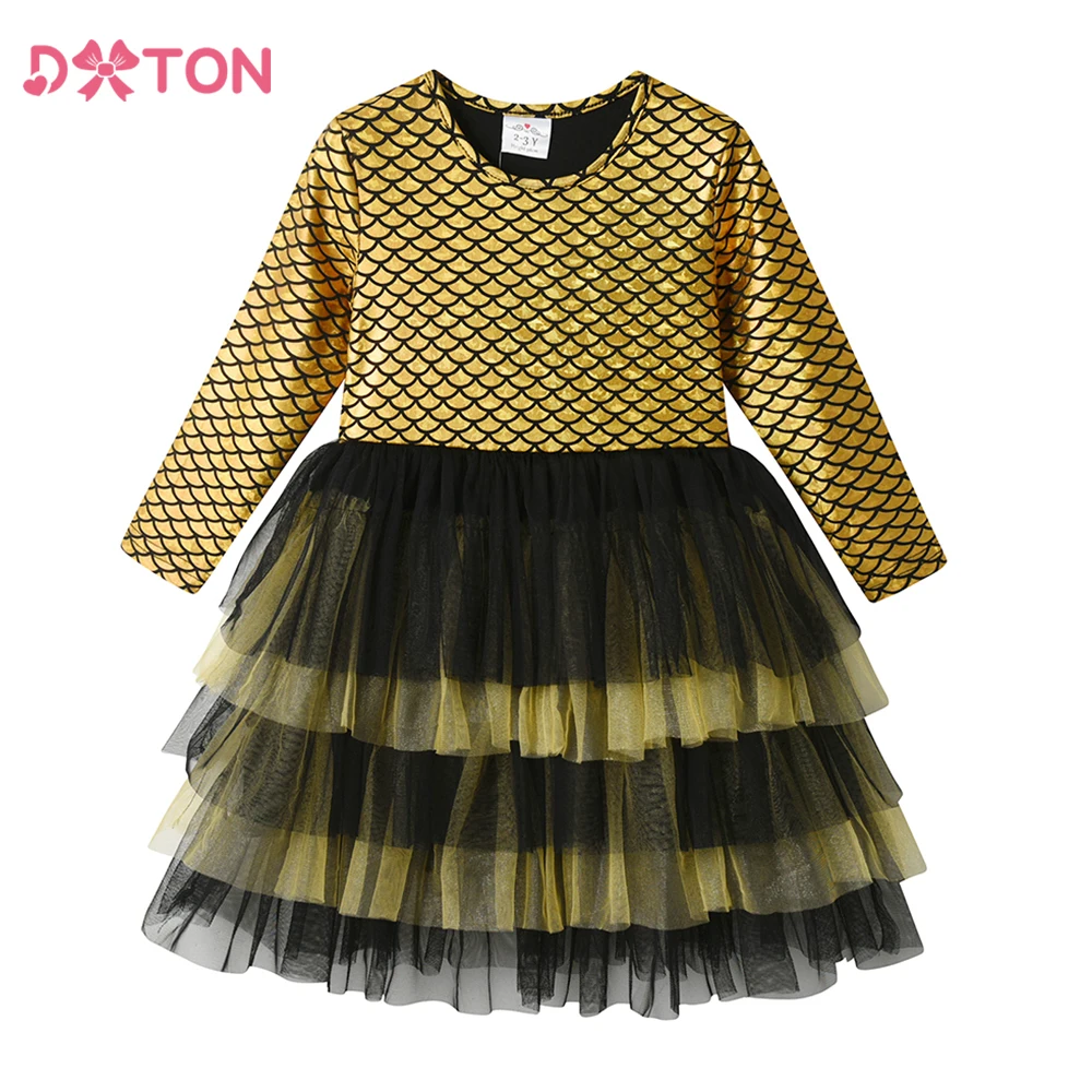 DXTON vestido de princesa dorado con capa para fiesta navideña - imagen 2