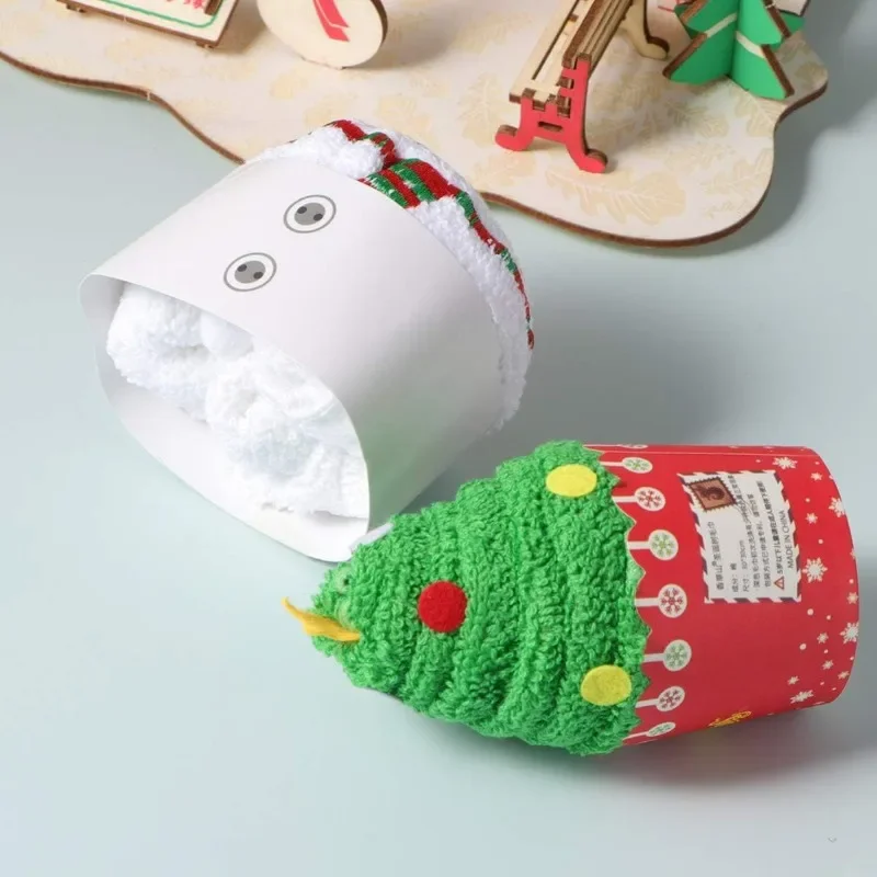 Toallas navideñas para modelado de pasteles, toallas de mano, Papá Noel, muñeco de nieve, árbol de Navidad bordado, decoración del hogar, cocina, baño interior - imagen 5
