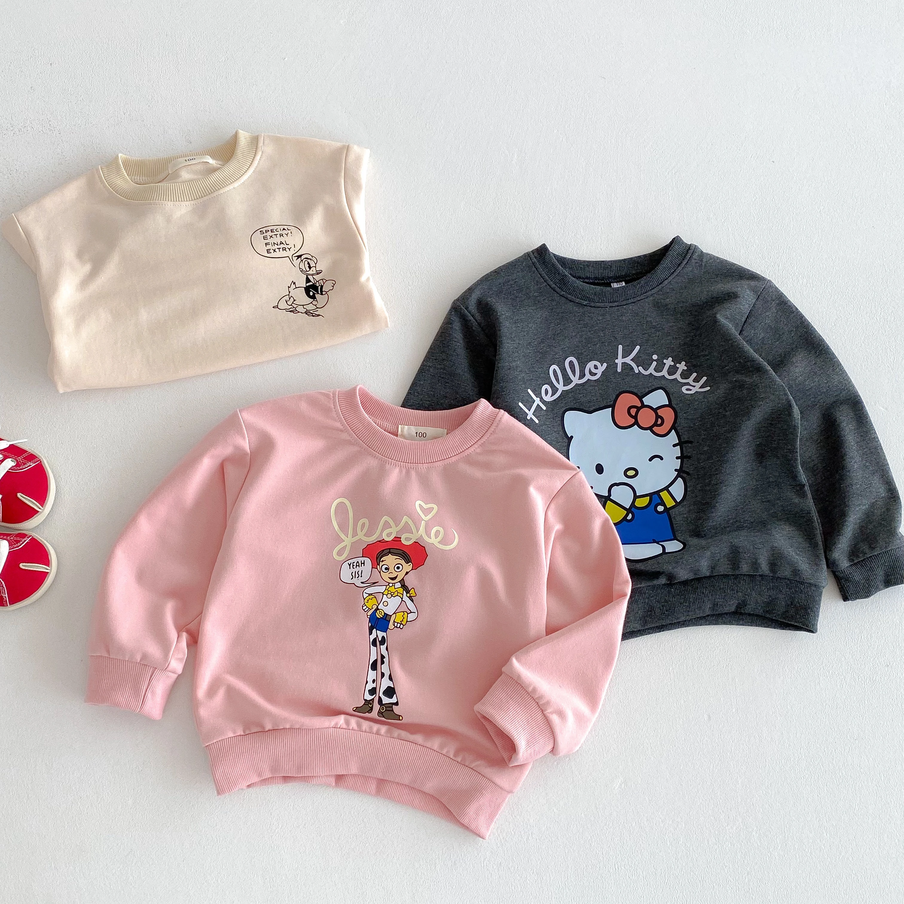 Sudaderas con estampado de dibujos animados para niños, ropa holgada de moda para primavera y otoño, Tops de manga larga para bebés y niñas, Sudadera con capucha con cuello redondo de 0 a 6 años - imagen 3