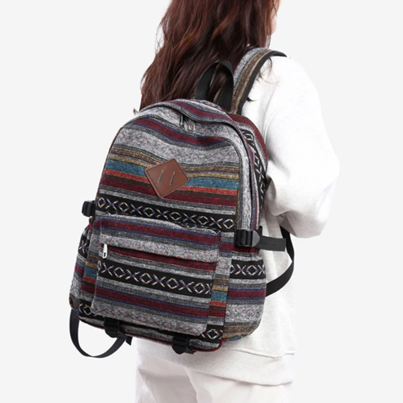 Prácticas mochilas de lona, mochila para ordenador portátil, bolso escolar étnico grande para uso diario, ofertas de durabilidad y comodidad - imagen 3