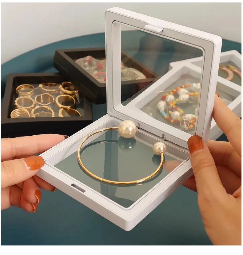 Organizador de joyas transparente con soporte flotante 3D de pie - imagen 2
