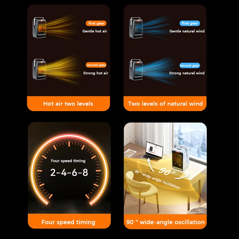 Calefactor portátil PTC con control remoto – Calor y frío rápido - imagen 5