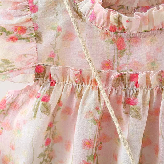 Vestidos de niña de flores de verano de 2 piezas, moda coreana, bonito vestido de princesa sin mangas para niños pequeños + bolso con lazo, ropa de Boutique para niños B113 - imagen 4
