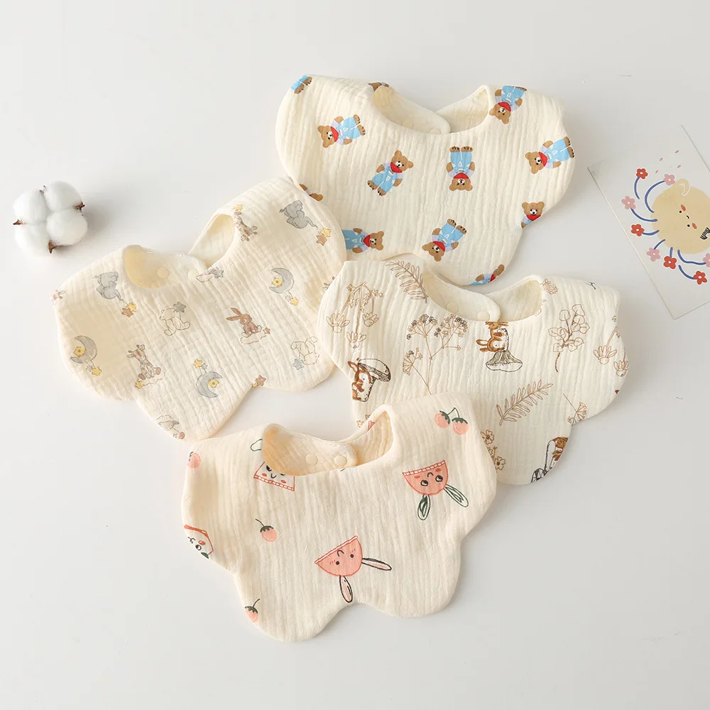 Babero de algodón para alimentación de bebé, toalla de Saliva con estampado de pétalos suaves, paño para eructar, nuevo estilo coreano, Verano - imagen 3