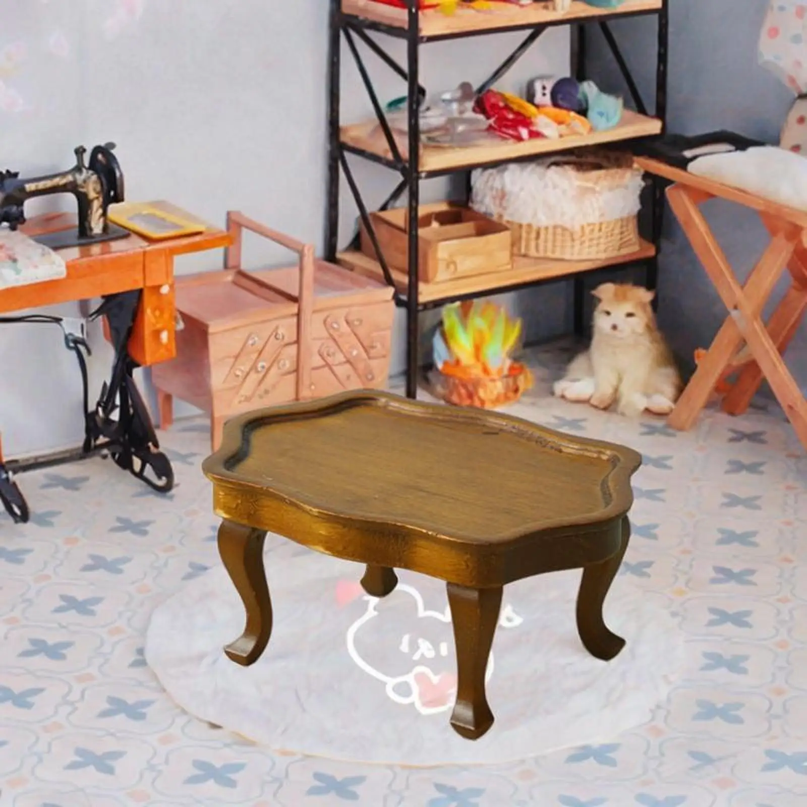 1:12 Dollhouse Table, Miniature Dollhouse Coffee Table, Miniature Desk, DIY Doll House for Ornaments Bedroom