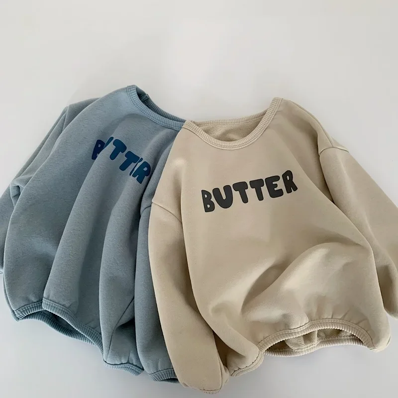 Ropa para niños de 1 a 6 años, sudaderas con estampado de letras y un cuello, sudadera con capucha breve para niños, Tops básicos para niños - imagen 4