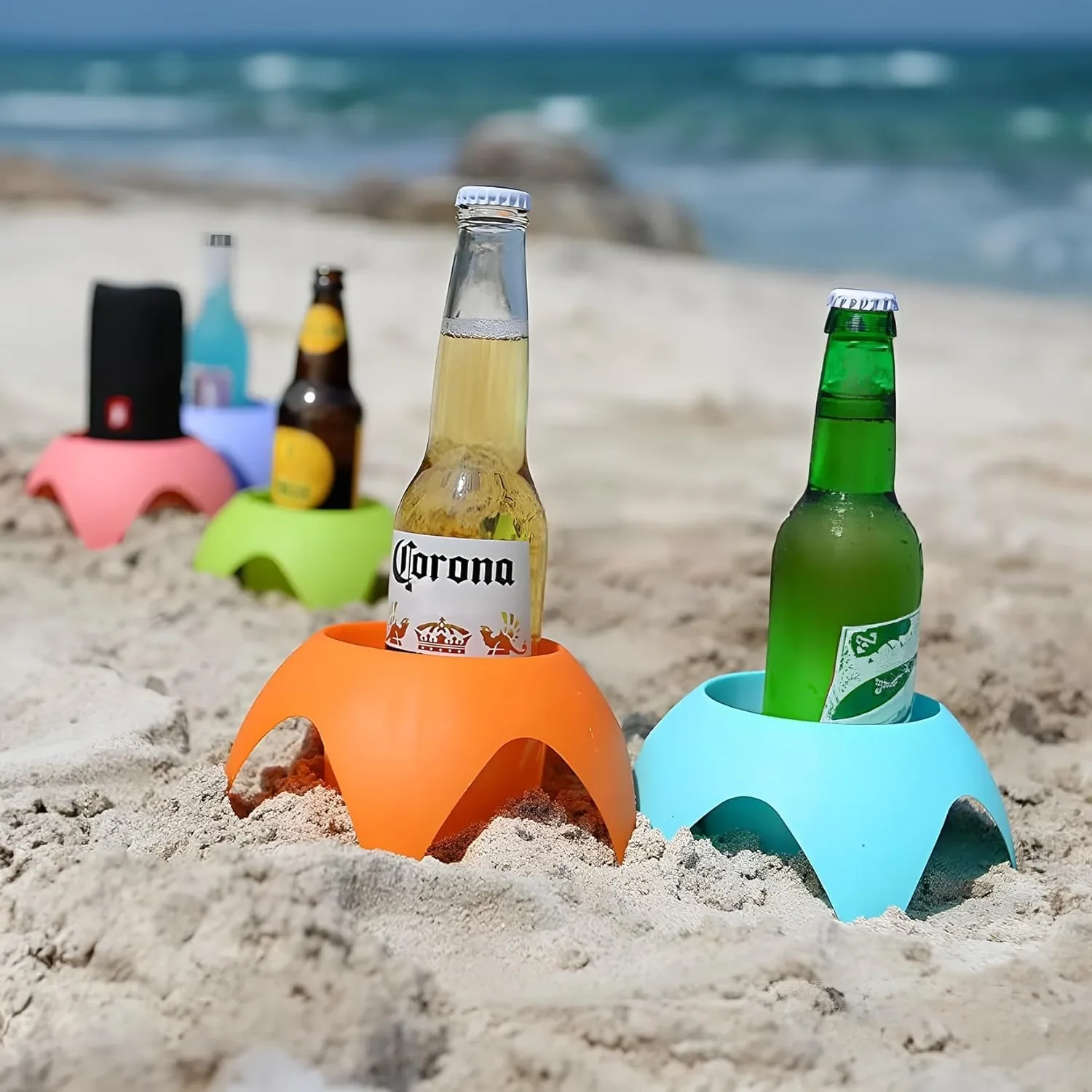 Posavasos de arena para playa, accesorios esenciales para vacaciones, portavasos para bebidas, familia y amigos - imagen 4