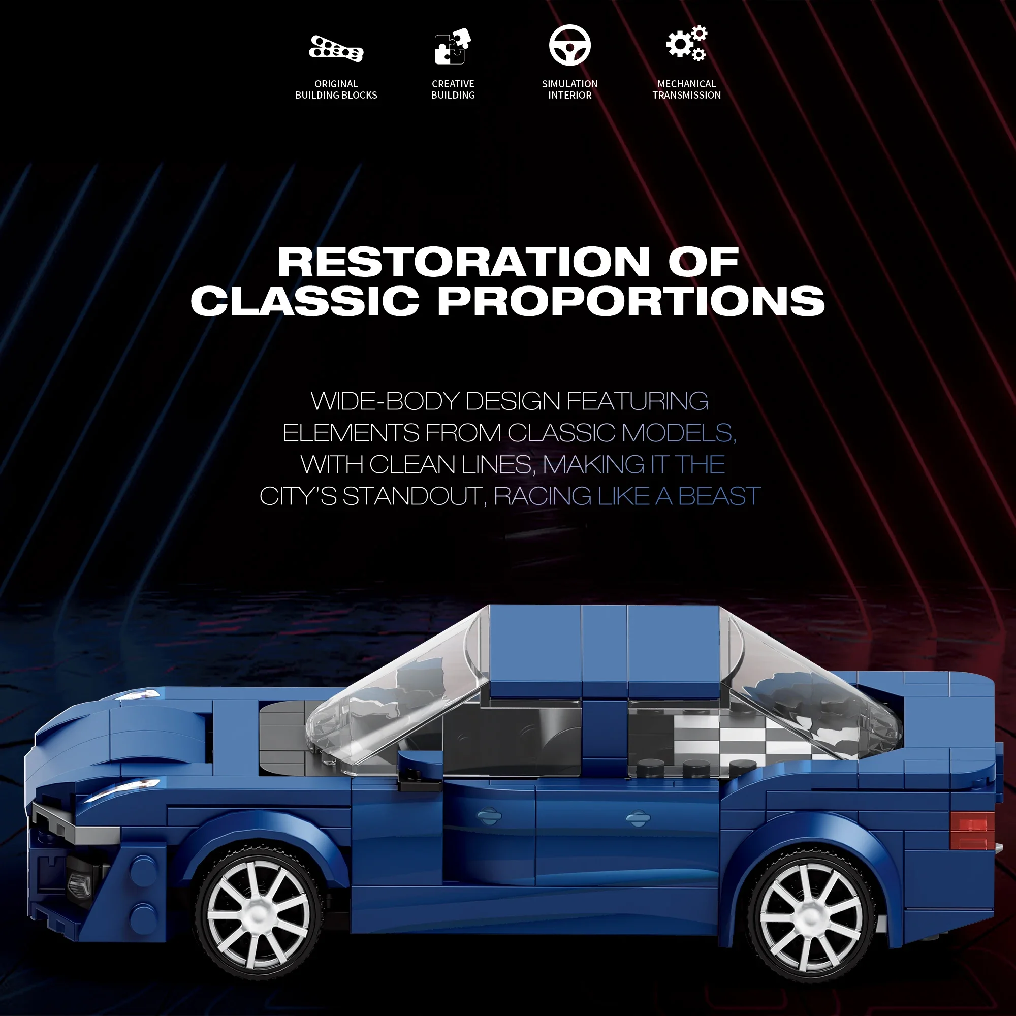 Bloques de construcción de coche deportivo para niños, juguete de ladrillos para armar vehículo de carreras de ciudad, con tecnología de piezas, ideal para regalo de vacaciones, 330 - imagen 2