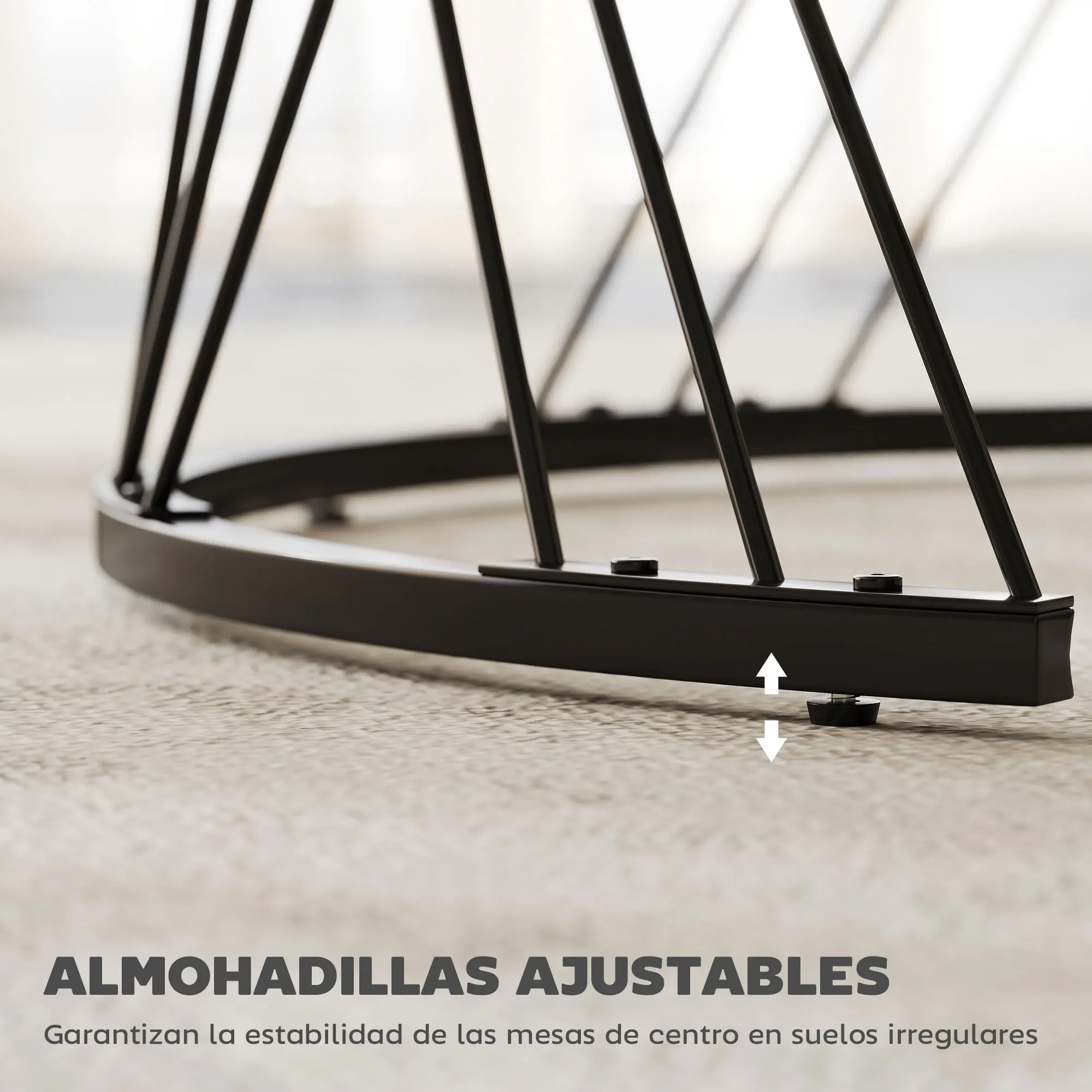 HOMCOM Juego de 2 Mesas Nido Mesas de Centro para Salón Redondas con Tablero con Diseño de Mármol Marco de Metal para Sala de Estar Dormitorio Gris y Blanco - imagen 4