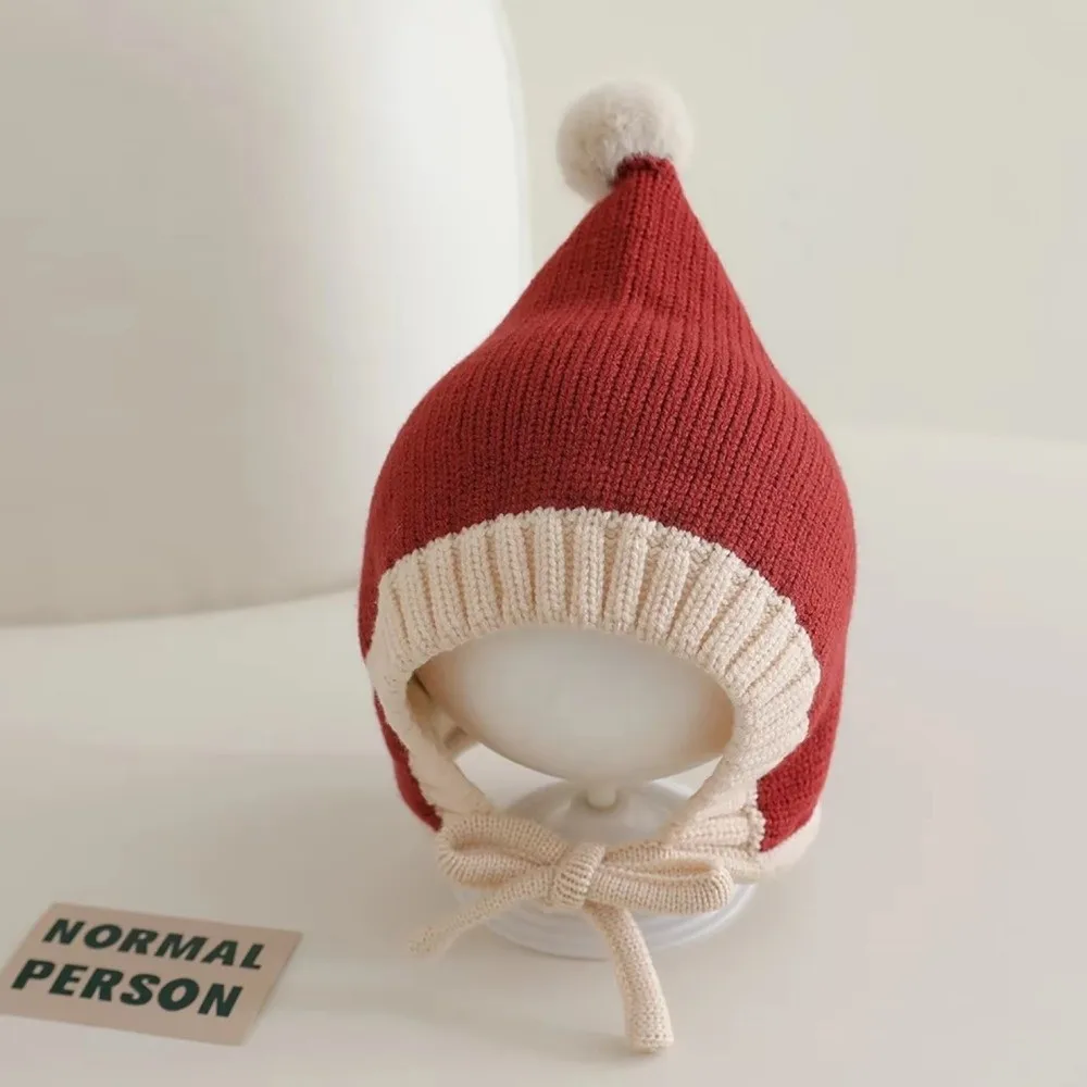 Gorro de punto bonito para invierno, gorro cálido y suave para niños pequeños, gorro grueso con cordones para niños y niñas - imagen 2