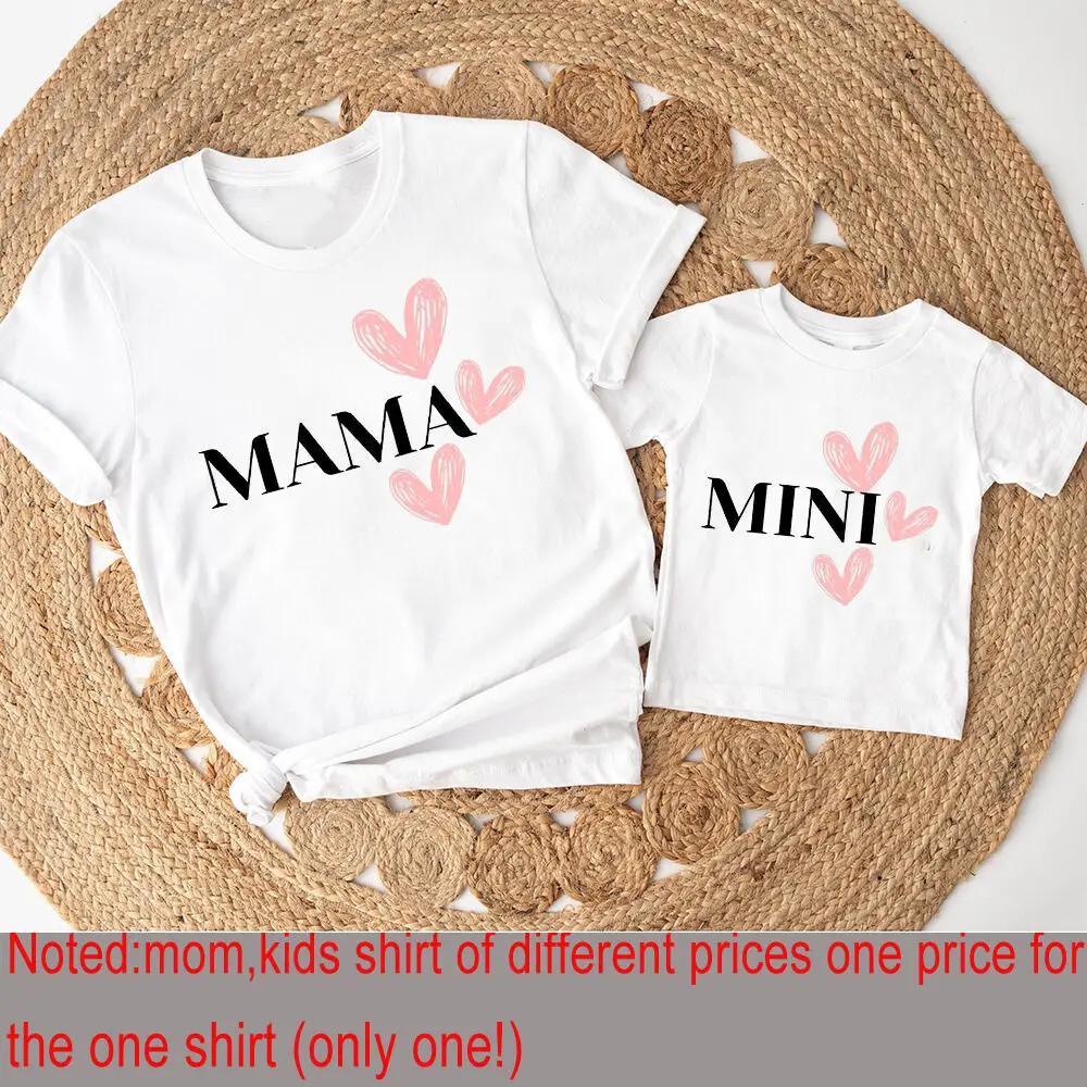 Camiseta a juego con estampado de corazón de leopardo para madre e hija, camiseta de manga corta para madre e hija, top de moda para niña - imagen 5