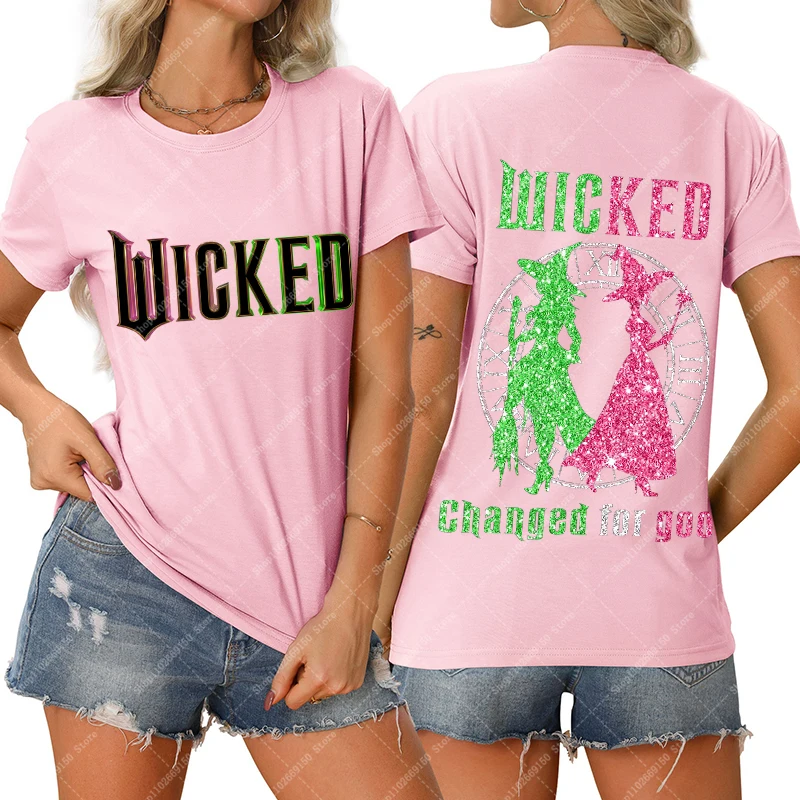 Camiseta de algodón de película Wickeds para mujer, camisetas de manga corta para adultos, camiseta bonita de dibujos animados para niña, ropa informal de verano, camiseta de Anime, regalos 2026 - imagen 2