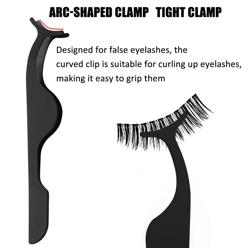Pinzas de punta curva para extensión, 1/6 Uds., juego de pinzas para pestañas, pinzas para cejas de acero inoxidable, Clip, tijera, accesorios de maquillaje de belleza - imagen 5