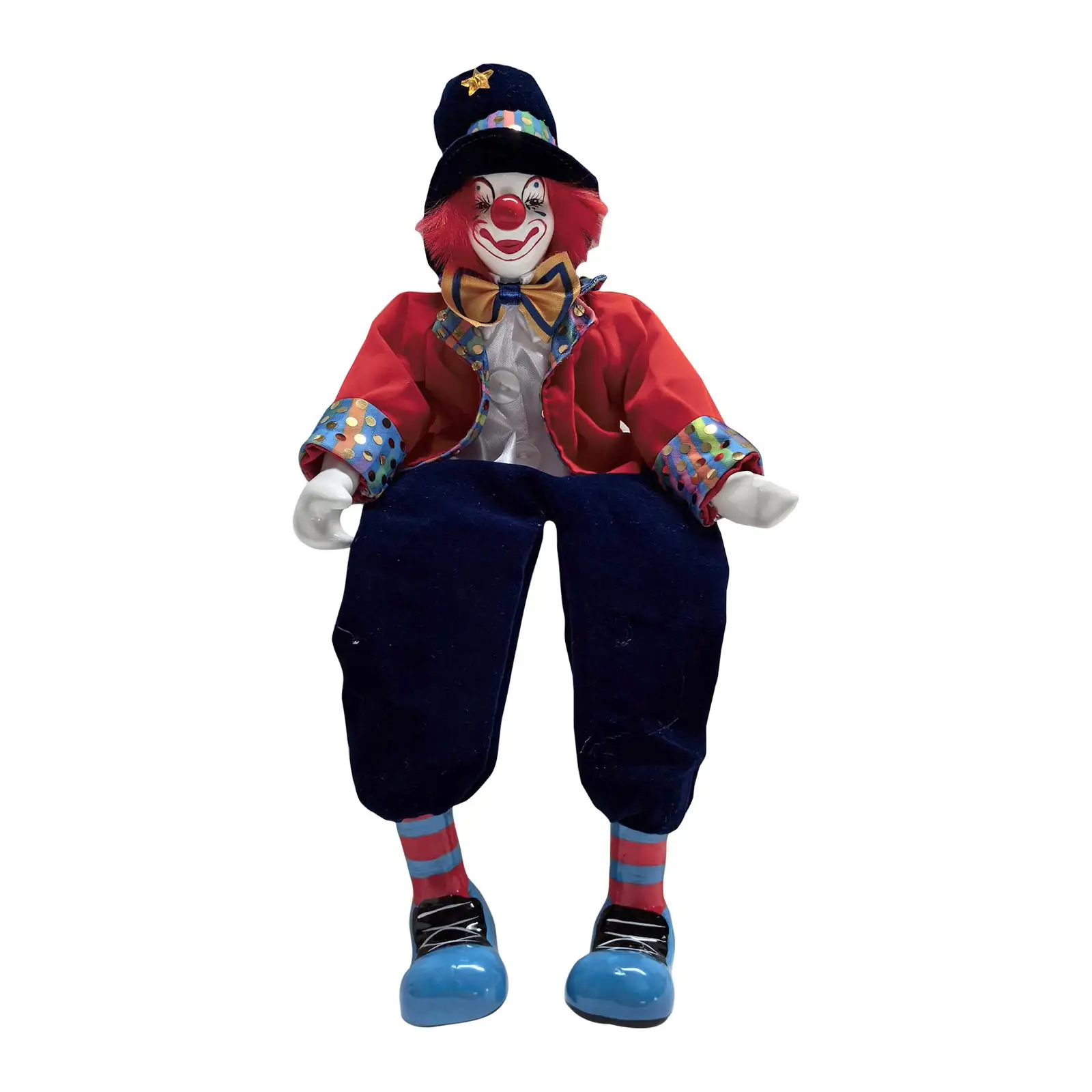 Clown Doll Ornament 43cm Halloween Ornament,Porcelain Clown Model Collectible for Party Home Decoration Birthdays Gift