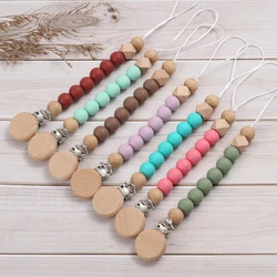 Cadena chupete silicona para bebé mordedor – Madera y colorido