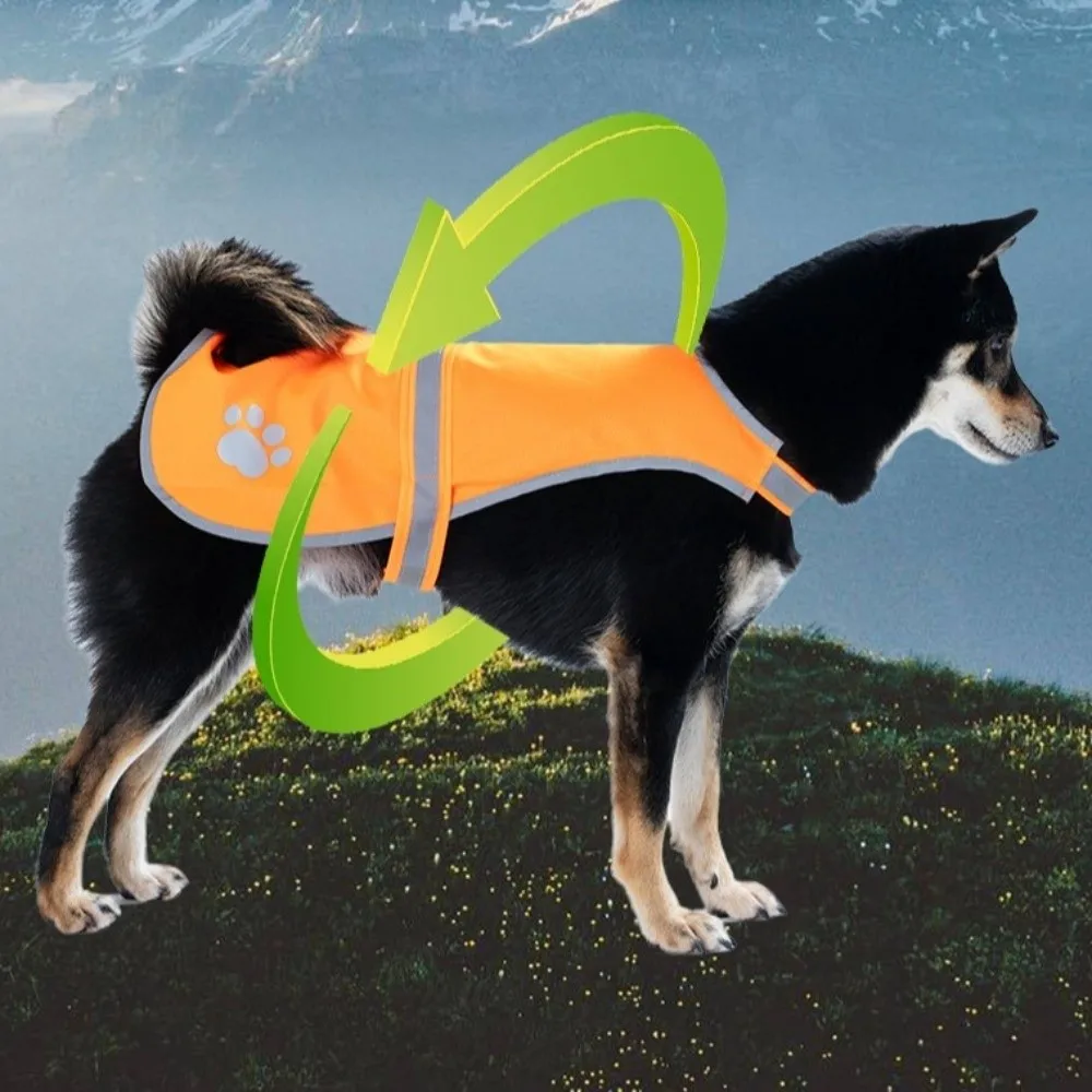Chaleco de Seguridad Reflectante para Perros, Transpirable, Color Naranja Brillante, Chaqueta de Visibilidad para Cachorros, Ropa Fluorescente Protectora Ajustable para Mascotas - imagen 4