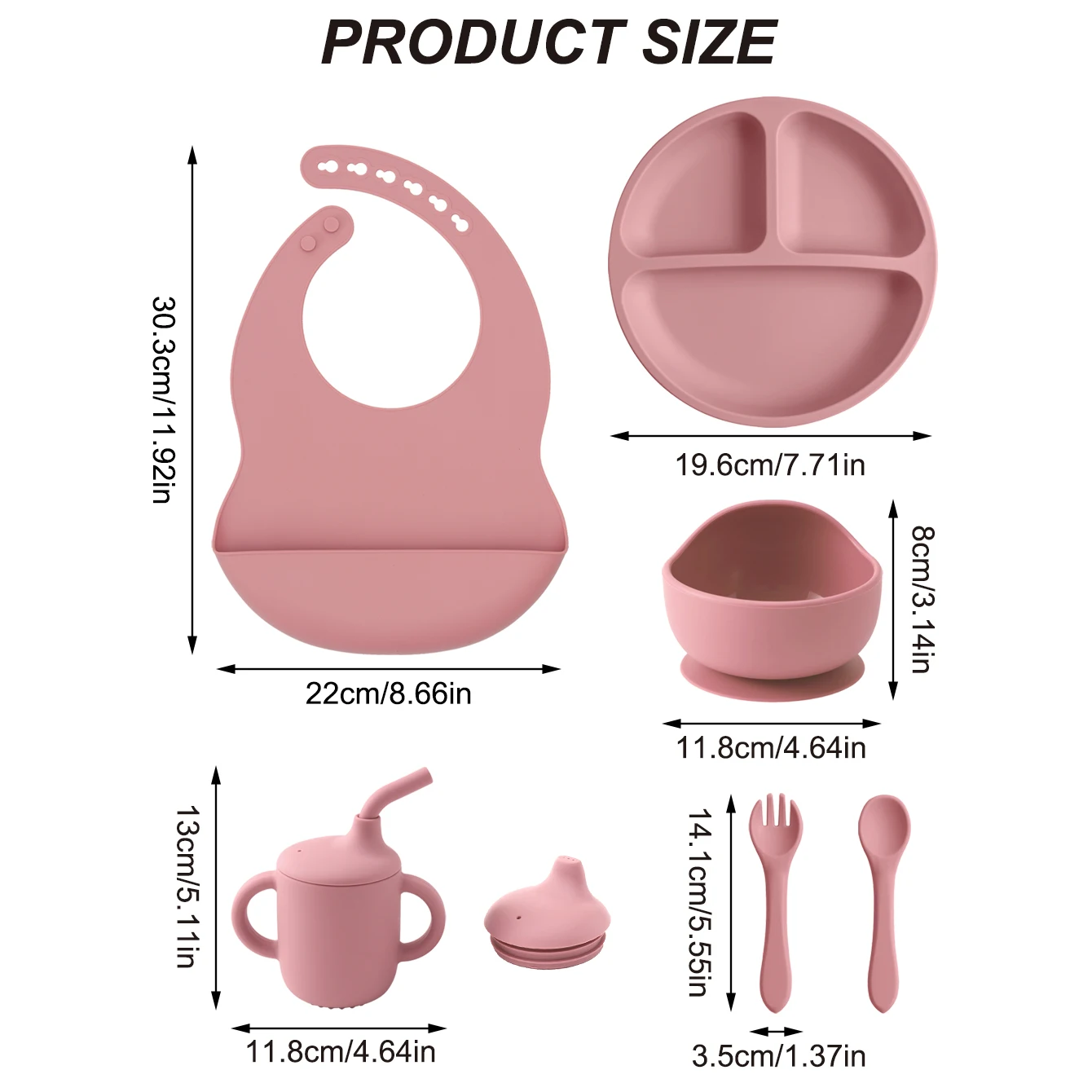 Juego de alimentación de silicona para niños, 6 uds., platos divididos, taza para sorber, cubiertos para comer, cuenco de succión fuerte, juego de vajilla sin BPA - imagen 4