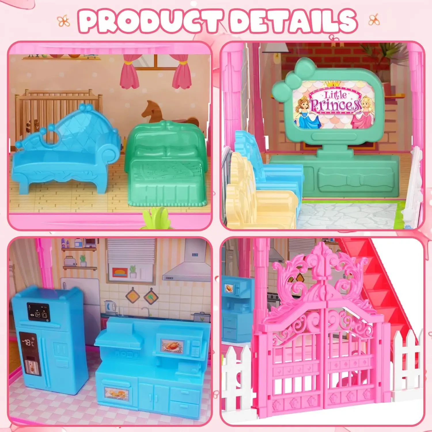 Casa de muñecas luminosa con muebles y accesorios de princesa - imagen 5